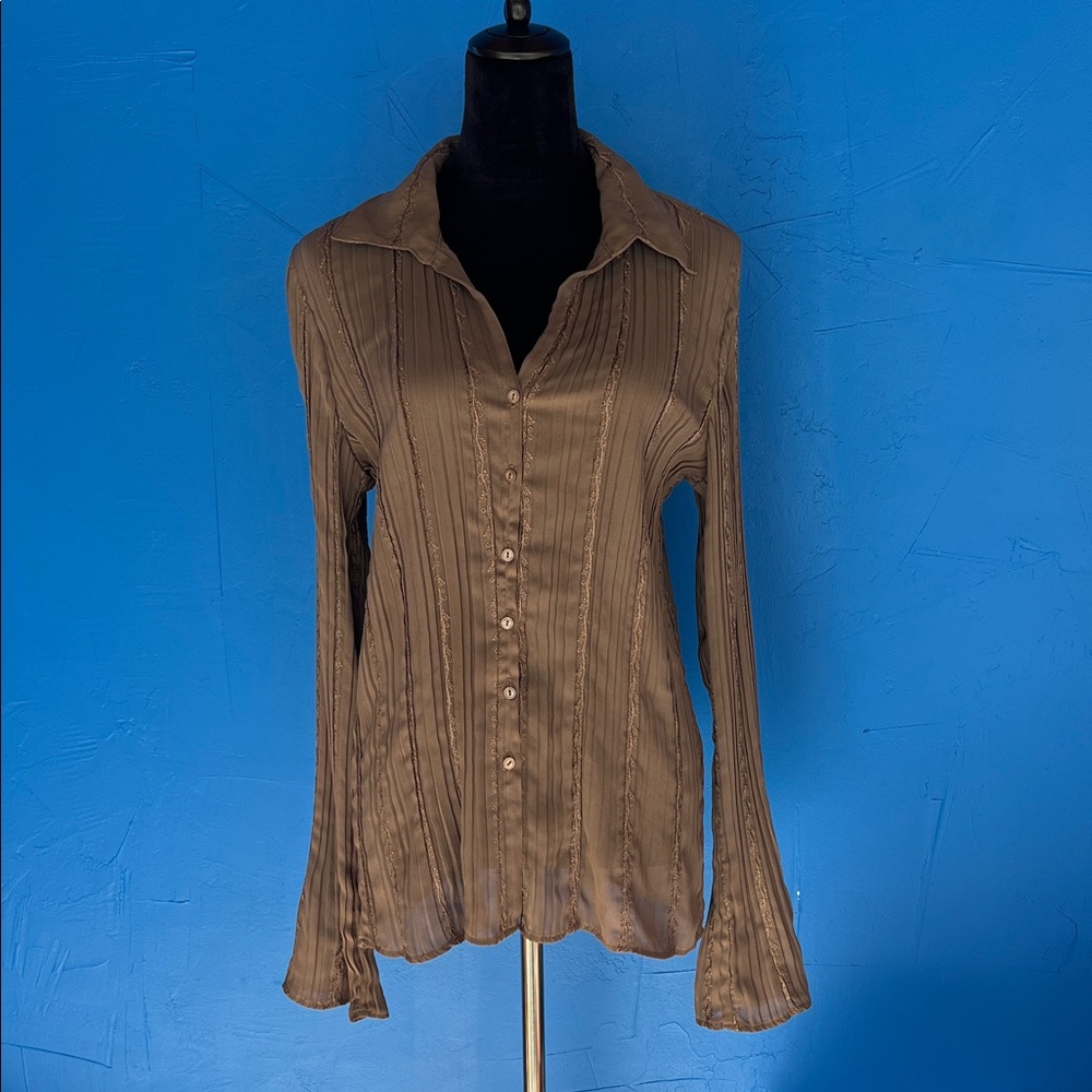 Vintage Bohemian Button-Up Women's Top bell sleeve Y2k